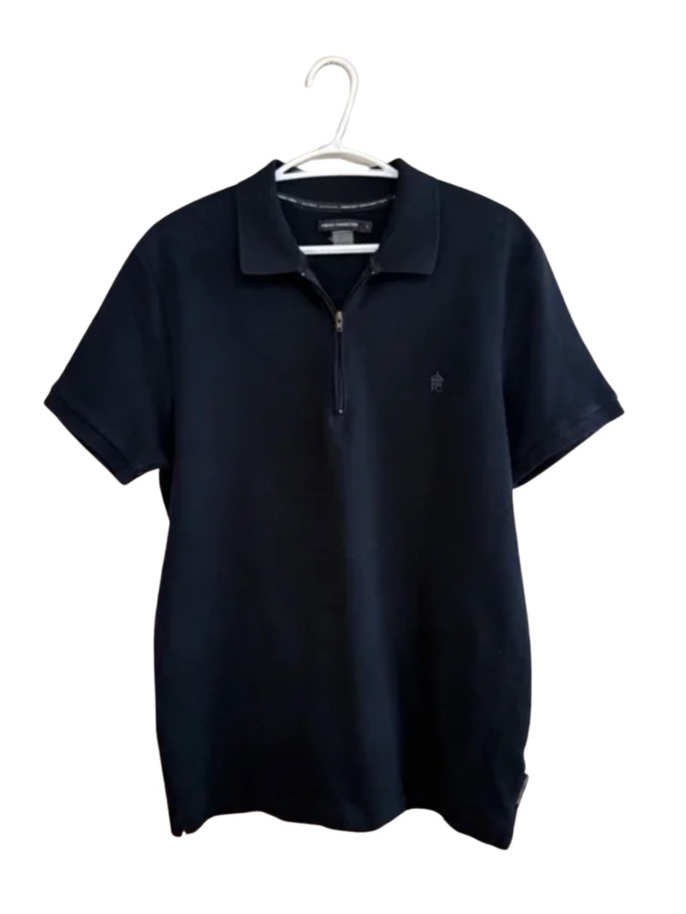 French Connection Navy Blue Ribbed Half Zip Polo Shirt – Size Large EUC